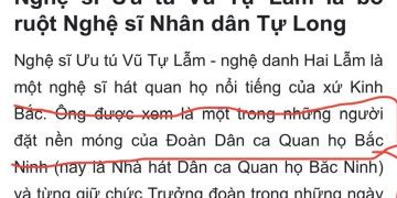 Thông tin sai lệch về NSƯT. Vũ Tự Lẫm